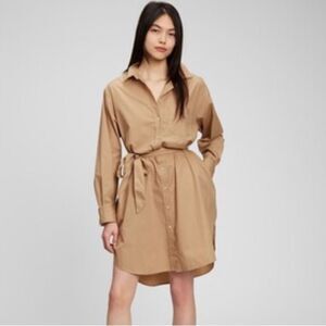 Zara tan shirt dress